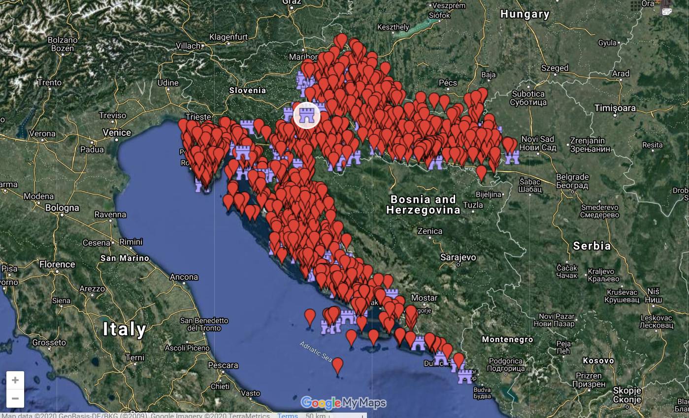 Fantastična interaktivna karta dvoraca i utvrda po Hrvatskoj