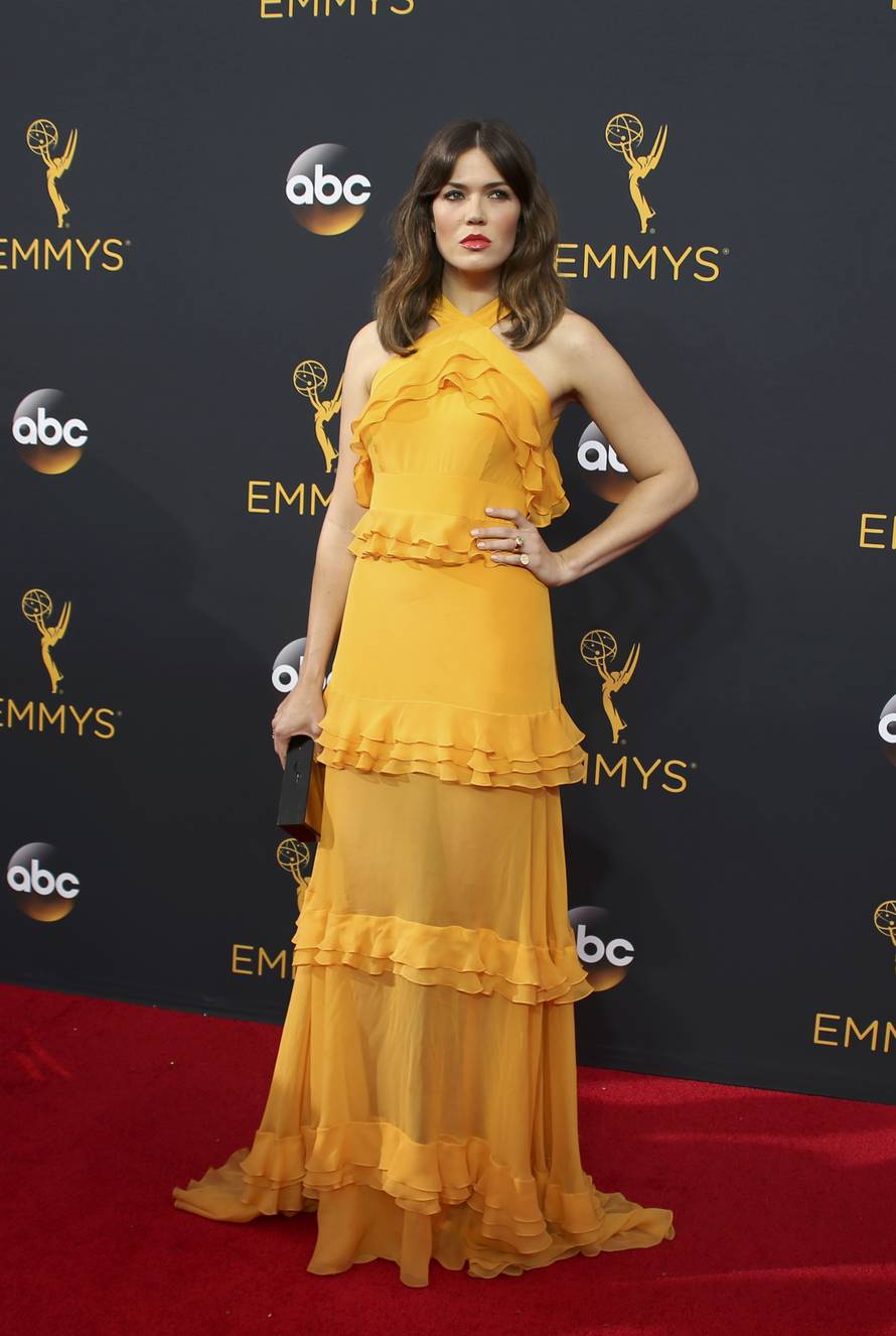 Actress Mandy Moore arrives at the 68th Primetime Emmy Awards in Los Angeles, California