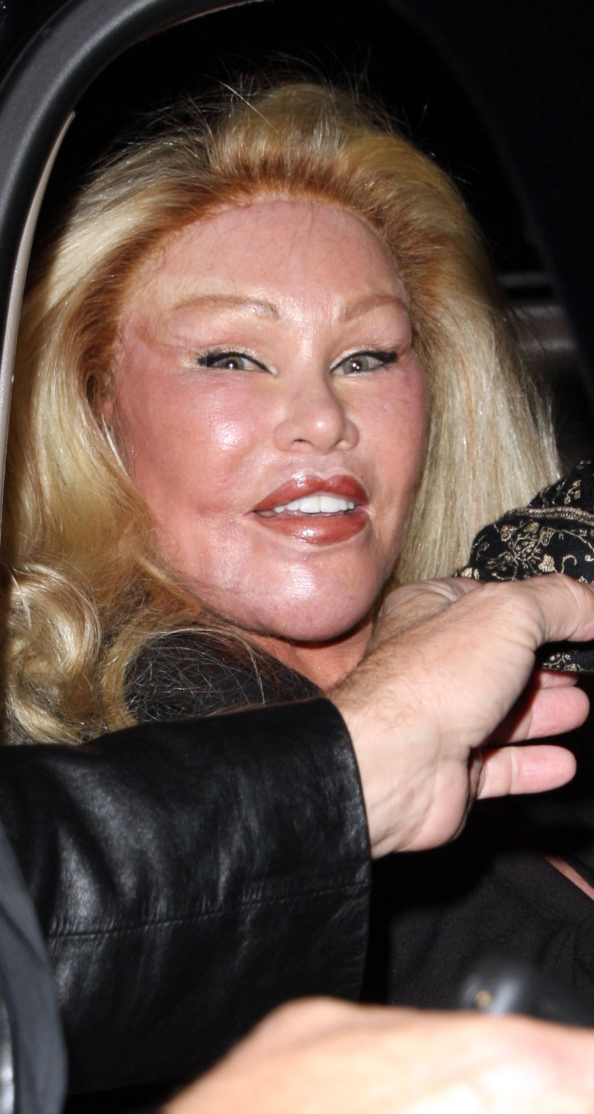 Jocelyn Wildenstein and her beau head for home after a night out at the BOA Steakhouse