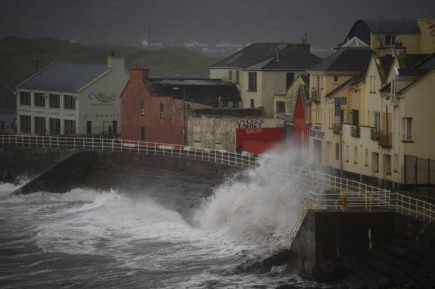 Winds batter the coast as storm Ophelia hits the County Clare town of Lahinch