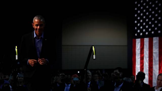 Obama campaigns in support of Northam at a rally with supporters in Richmond, Virginia