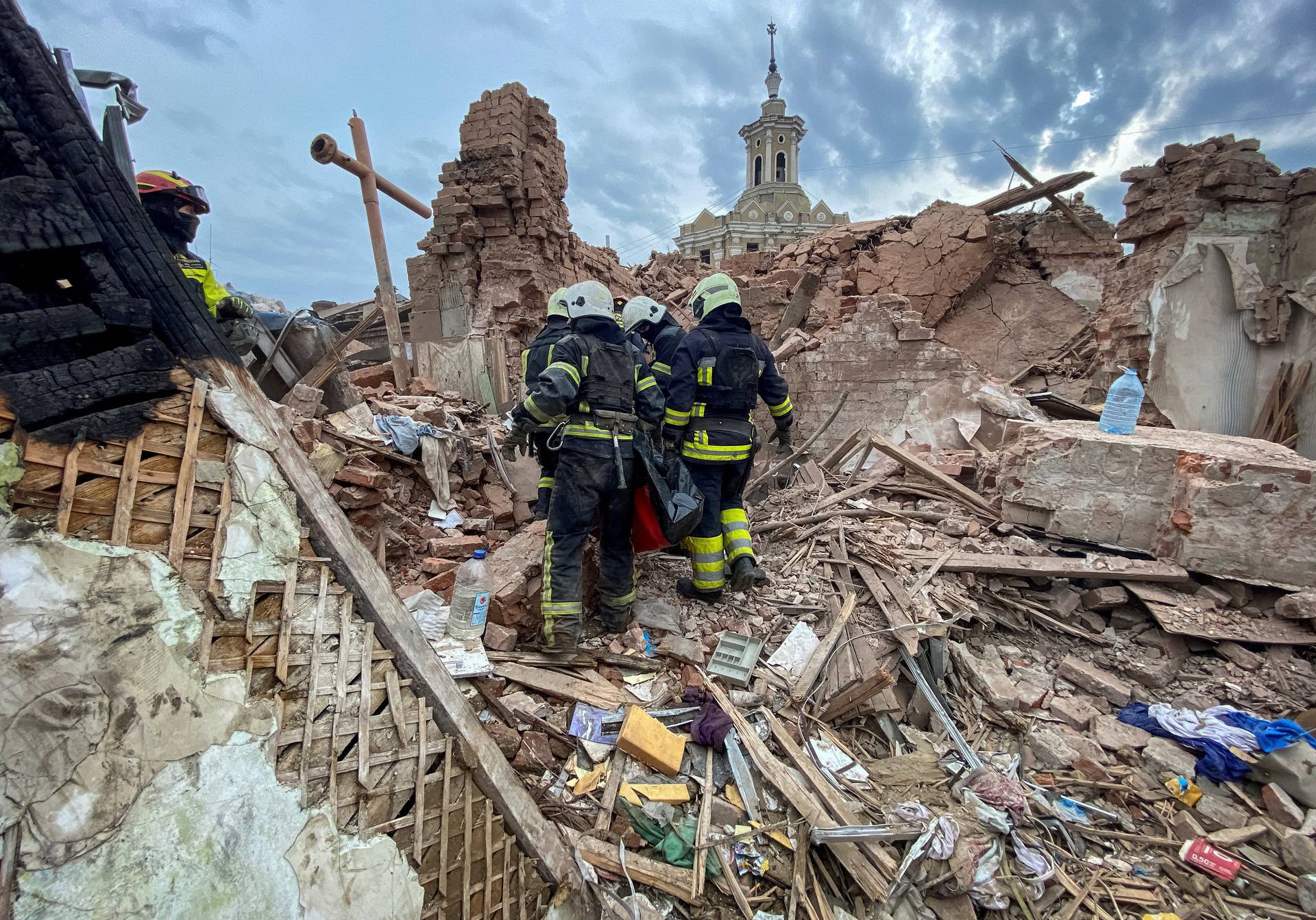 Aftermath of a Russian missile strike in Kharkiv