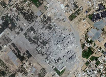 Satellite view shows damaged areas in Atatra