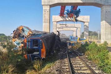 Multiple casualties after crane falls on train in Thailand's northeast