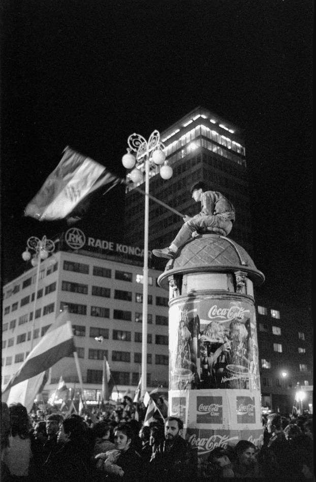 Zagreb: Svečano otkrivanje spomenika banu Josipu Jelačiću na istoimenom trgu, 15.10.1990.