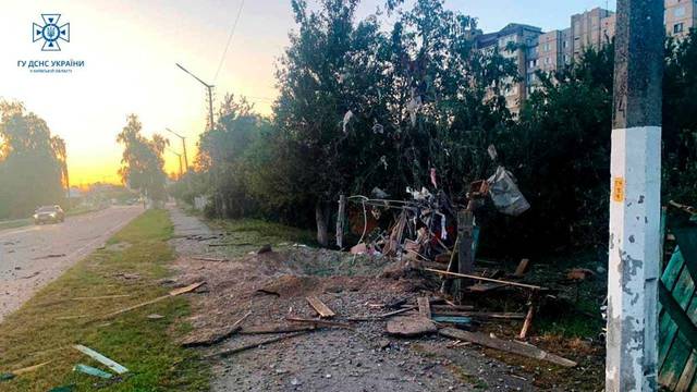 Aftermath of a Russian drone strike in Kyiv region