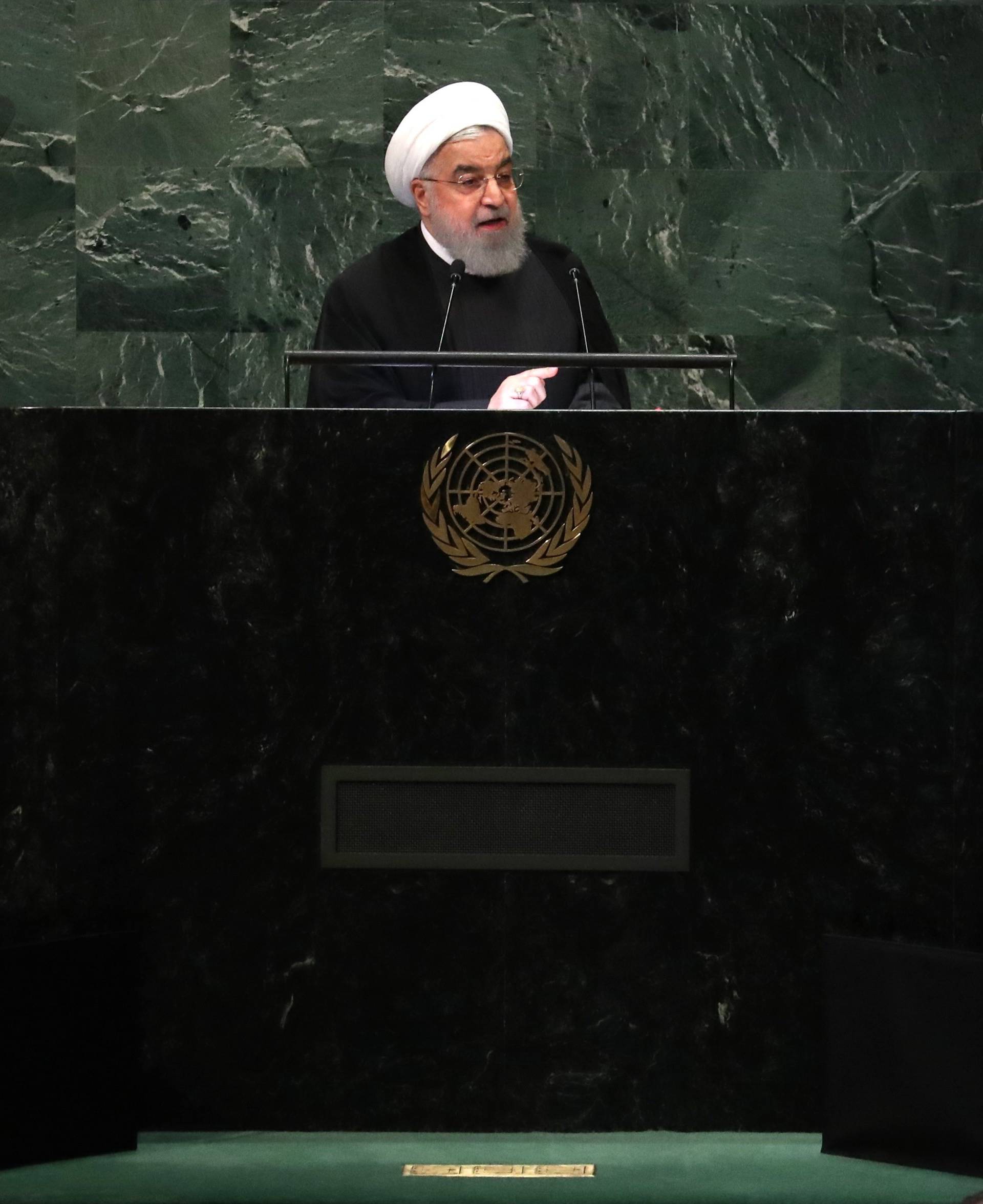 Iran's President Hassan Rouhani addresses the United Nations General Assembly in New York
