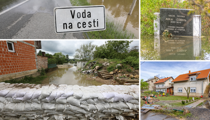 FOTO U Hrvatskoj Kostajnici rade nasip za vodeni val, kod Gračaca je potopljeno i groblje