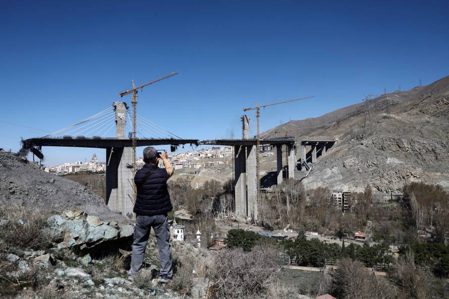The B1 bridge damaged by a strike, as the U.S.-Israeli conflict with Iran continues, in Karaj