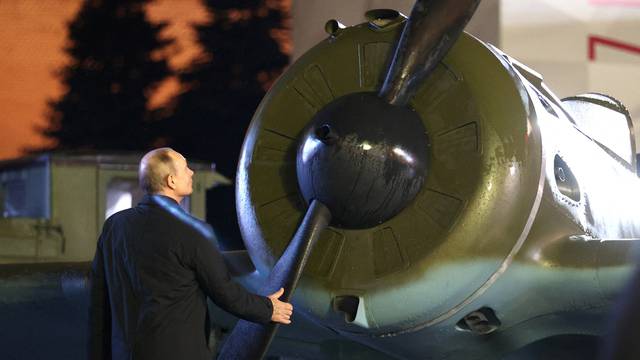 Russian President Putin attends an exhibition marking the 81st anniversary of WW2 historical parade in central Moscow