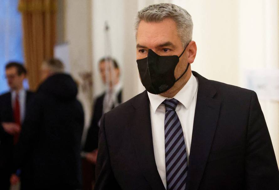 Austrian Chancellor Karl Nehammer holds a news conference in Moscow