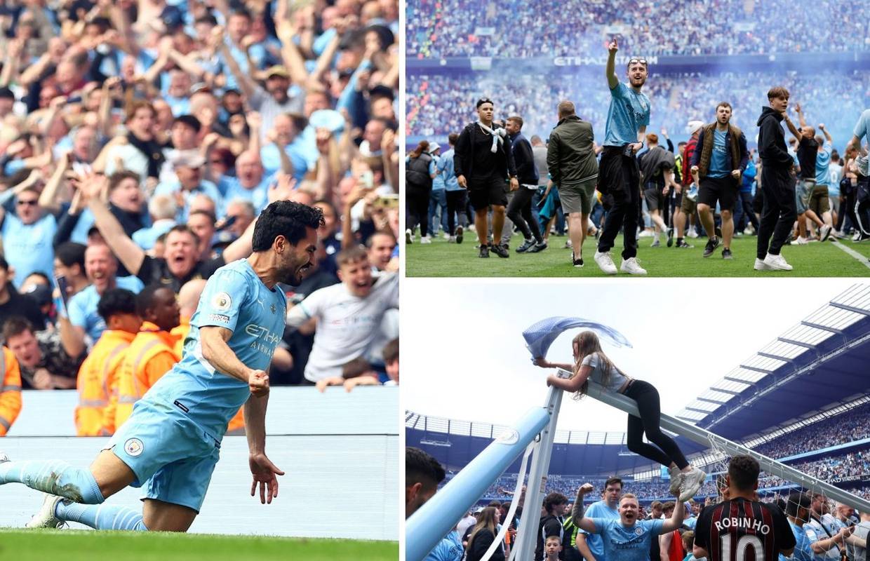 Pogledajte scene ludog slavlja iz Manchestera: Navijači upali na teren i opkolili igrače Cityja!