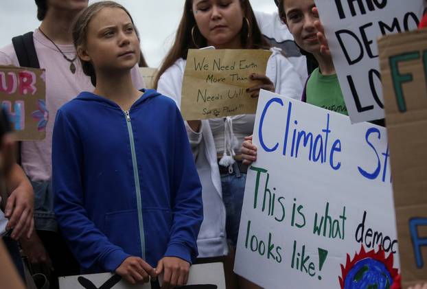 FILE PHOTO: Swedish teen climate activist Thunberg and environmental advocates rally near the White House in Washington
