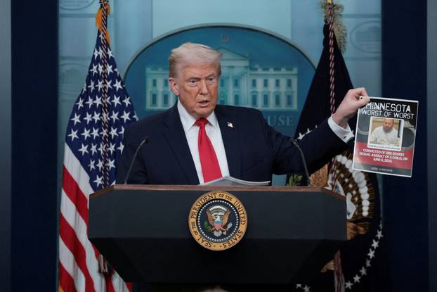 White House Press Secretary Karoline Leavitt holds a press briefing at the White House in Washington