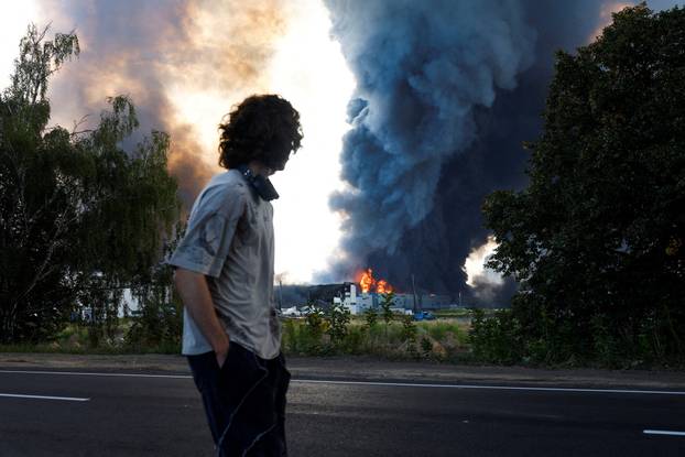 FILE PHOTO: Aftermath of a Russian drone attack in Kyiv region