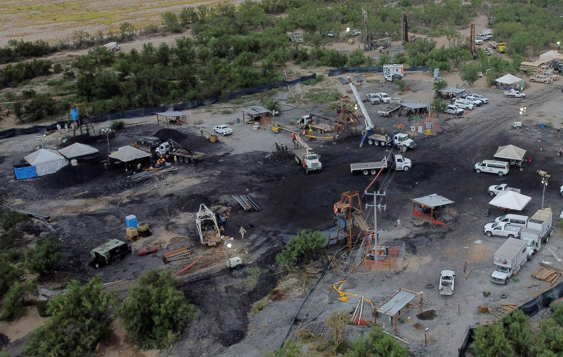 Rescue operation for miners trapped in a coal mine, in Sabinas