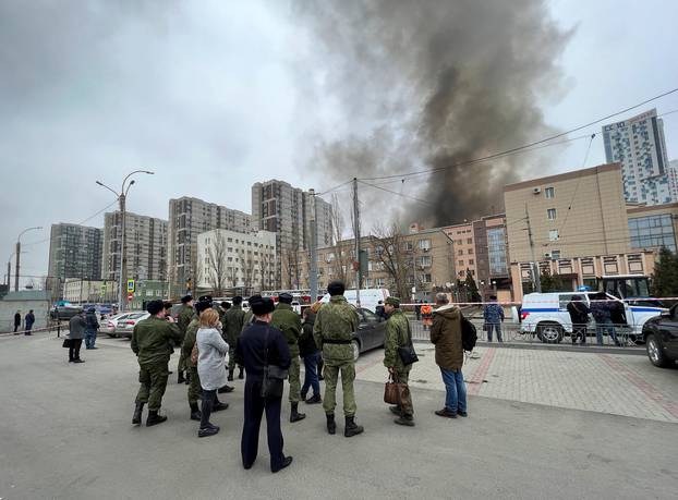 FSB border patrol building on fire in Rostov-on-Don