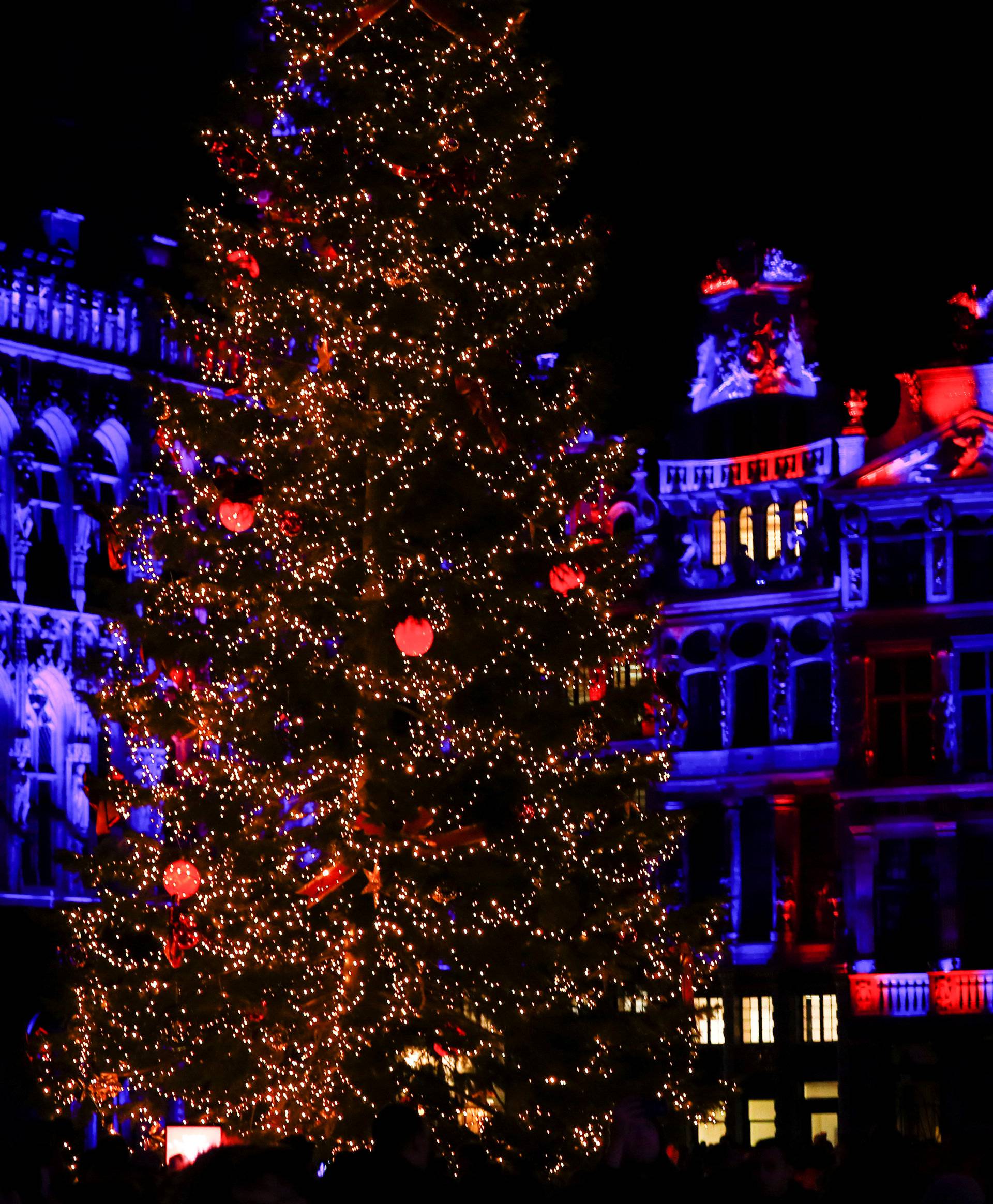 Brussels' Grand Place is illuminated during a light show as part as the Christmas "Winter Wonders" festivities in central Brussels