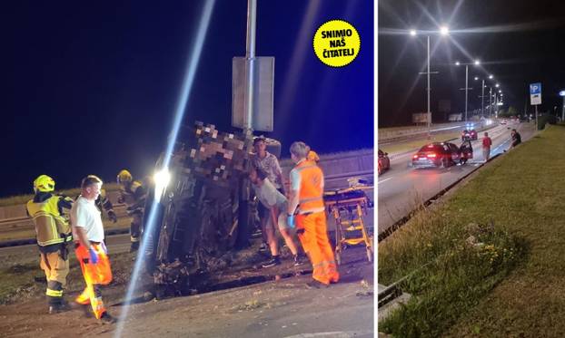 FOTO UŽASA Smrskani BMW na stupu, razbijeni Audi. Izvlačili ženu, muškarac visio s auta