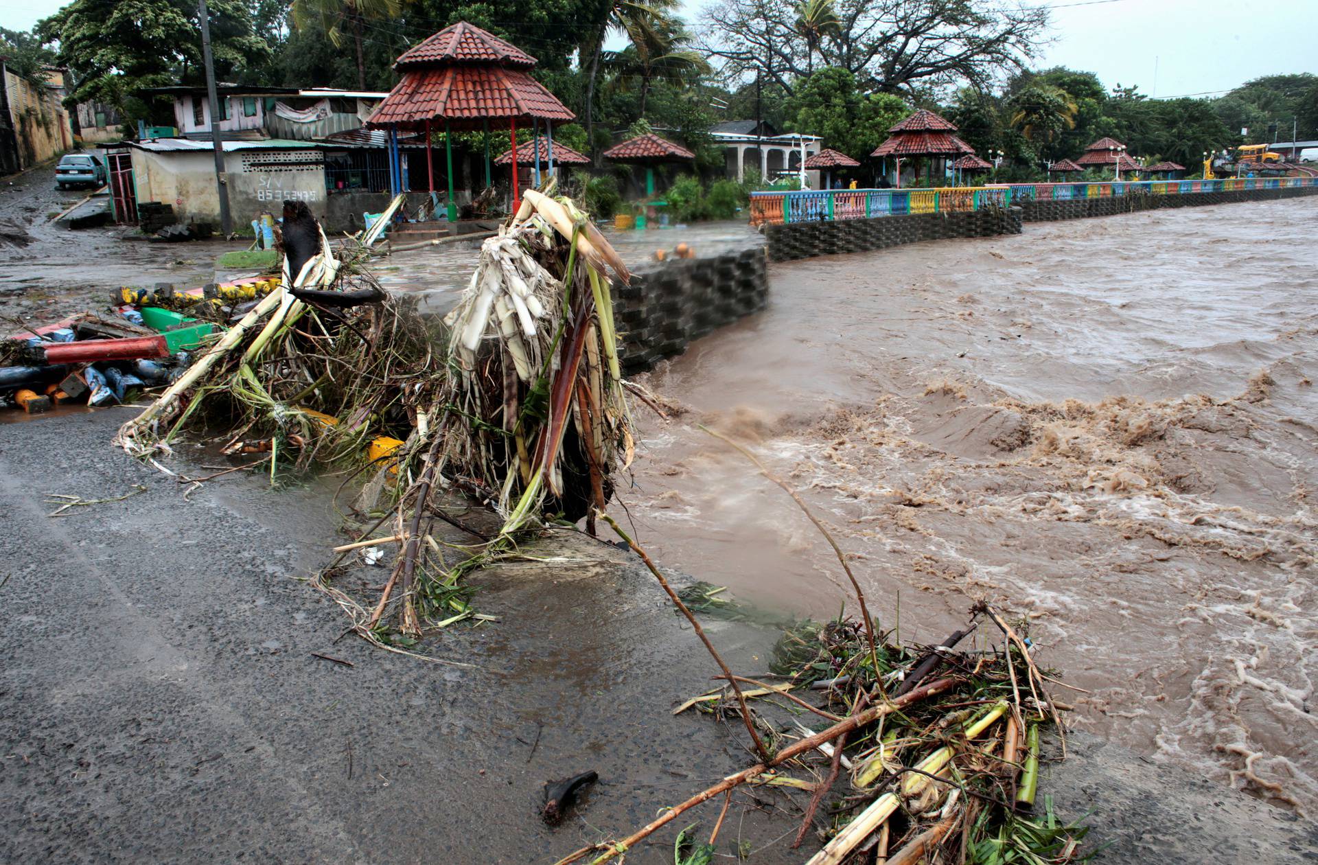 Garbage and debris are seen on the Masachapa river after Hurricane Eta swept the Nicaraguan Caribbean coast in Masachapa