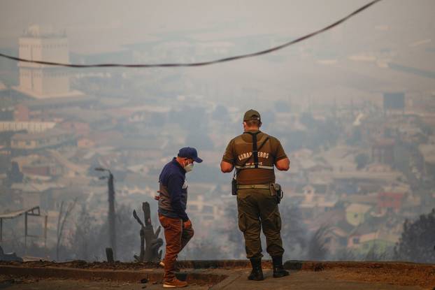 Wildfire burns in Chile