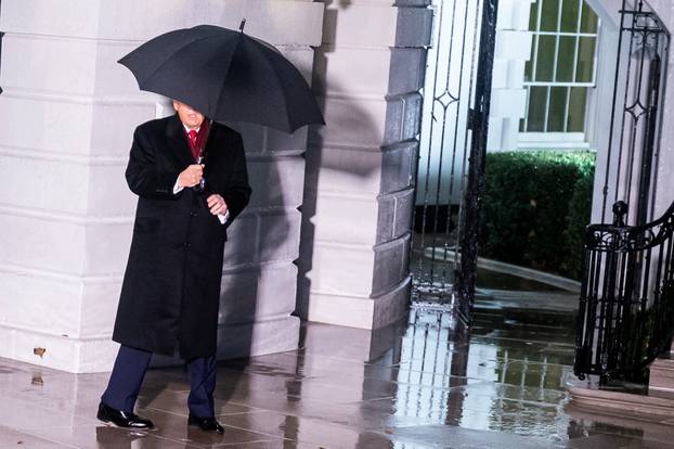 U.S. President Donald Trump departs the White House en route to Florida, in Washington