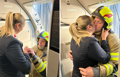 FOTO Vatrogasac u zagrebačkoj zračnoj luci zaprosio stjuardesu: 'Kad je rekla da, stres je nestao'