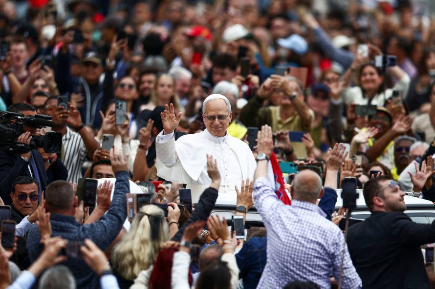 Pope Leo XIV holds his first general audience in St. Peter's Square, at the Vatican