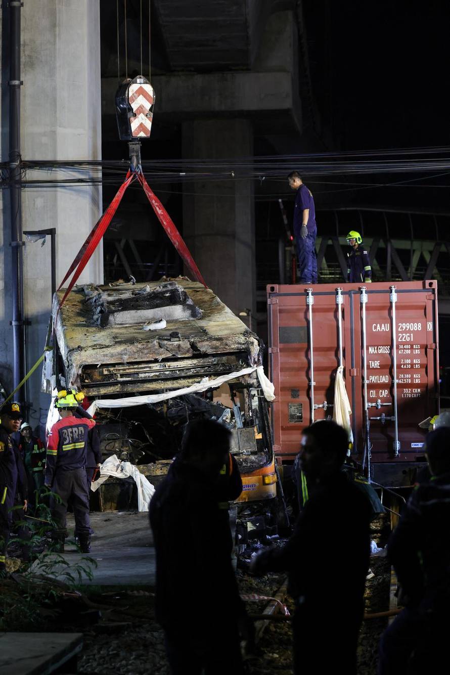 The scene of a multi-vehicle collision, in Bangkok