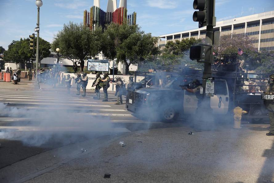 Protest against federal immigration sweeps, in Los Angeles