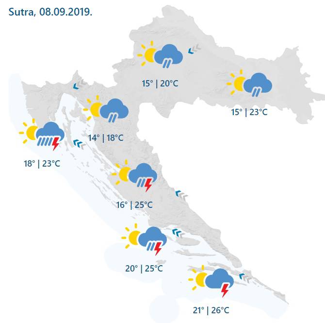 Stiže nam još kiše, u Dalmaciji puše jugo, a bit će i nevremena