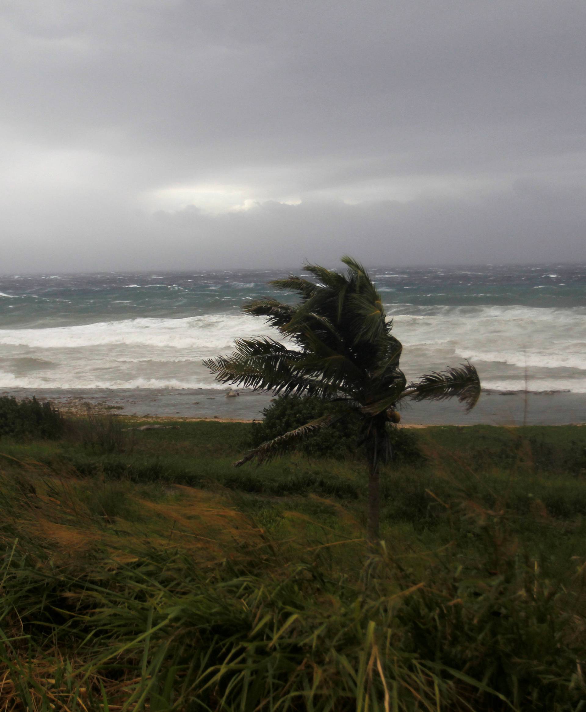 Waves crash against the shore as Hurricane Irma turns toward the Florida Keys on Saturday, in Havana