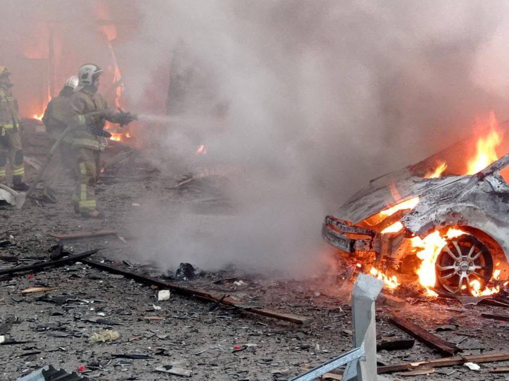 Aftermath of a Russian missile strike in Rivne