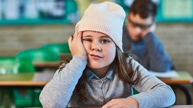 Tired,,Student,And,Portrait,Of,Bored,Kid,In,Classroom,For