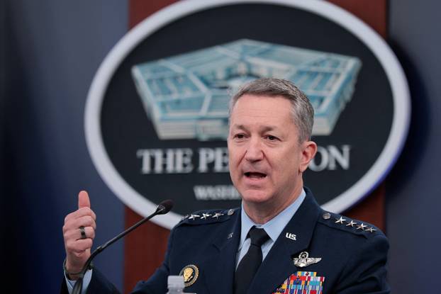 U.S. Secretary of Defense Pete Hegseth and Chairman of the Joint Chiefs of Staff General Dan Caine hold a briefing amid the U.S.-Israeli war on Iran, at the Pentagon
