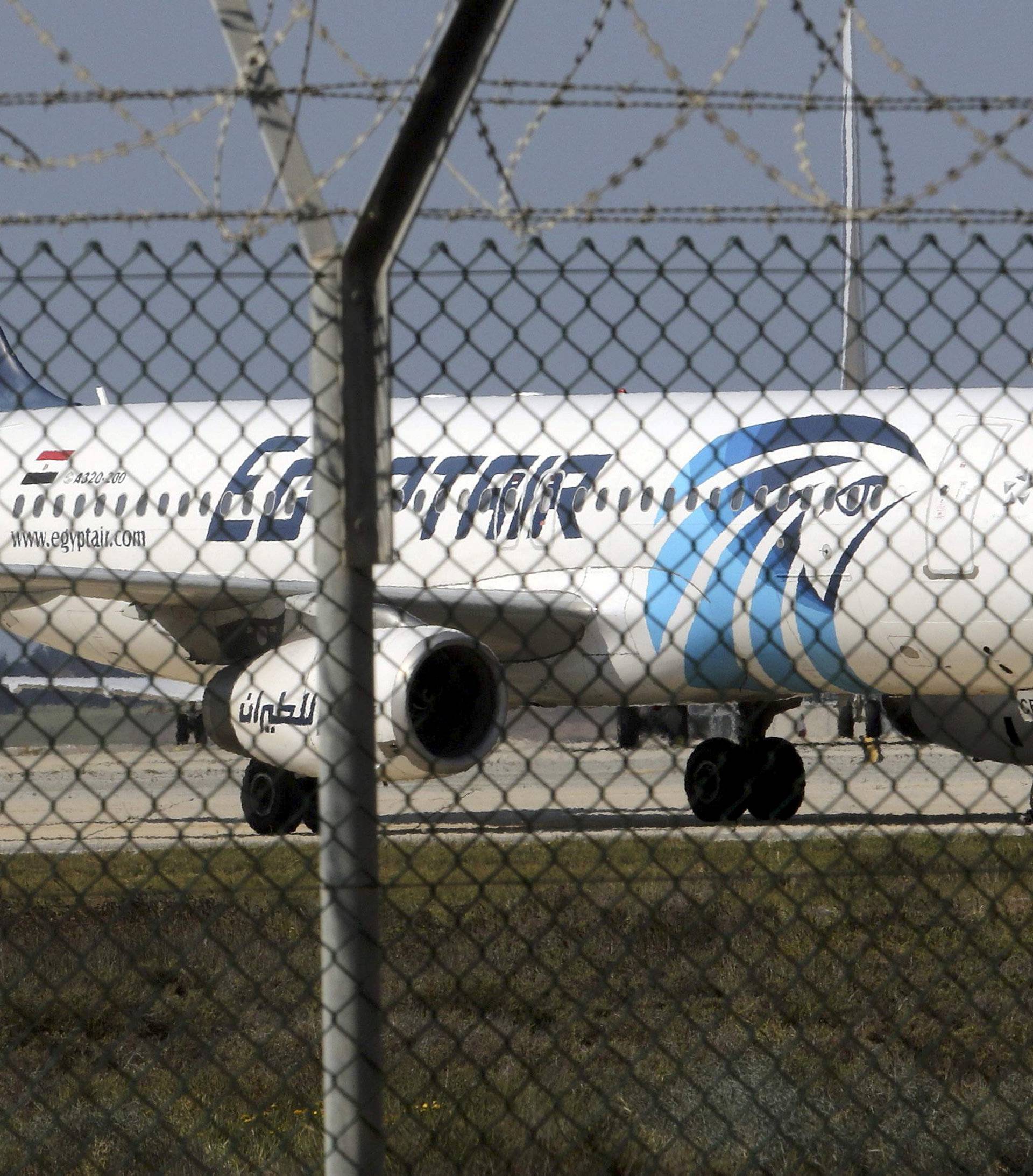 FILE PHOTO - An Egyptair A320 airbus stands on the runway at Larnaca Airport