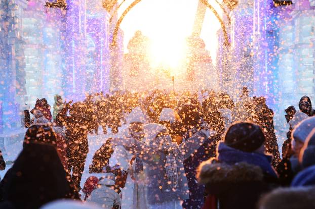 People visit the annual Ice and Snow Festival in Harbin