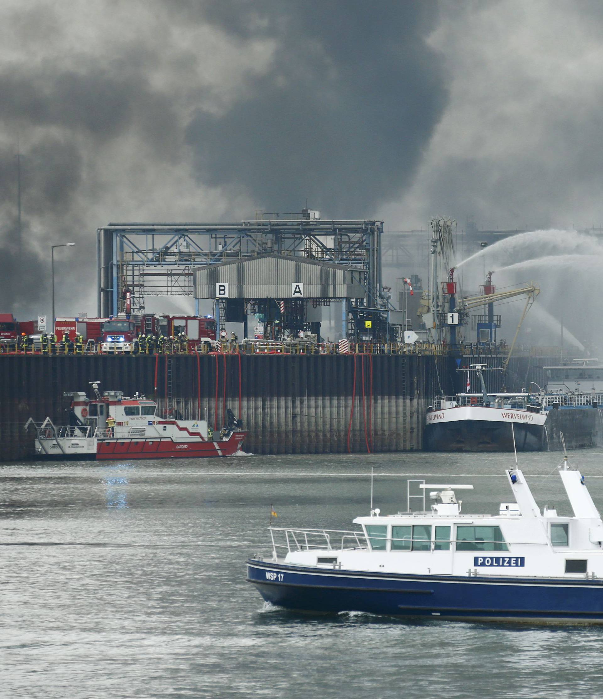 Firefighters try to extinguish fire at the factory of chemicals giant BASF in Ludwigshafen