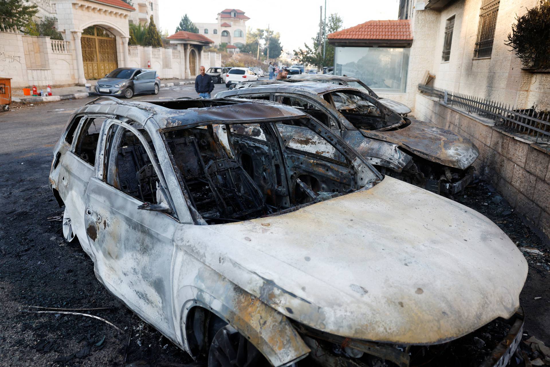 Aftermath of Israeli settlers attack in Al-Bireh city