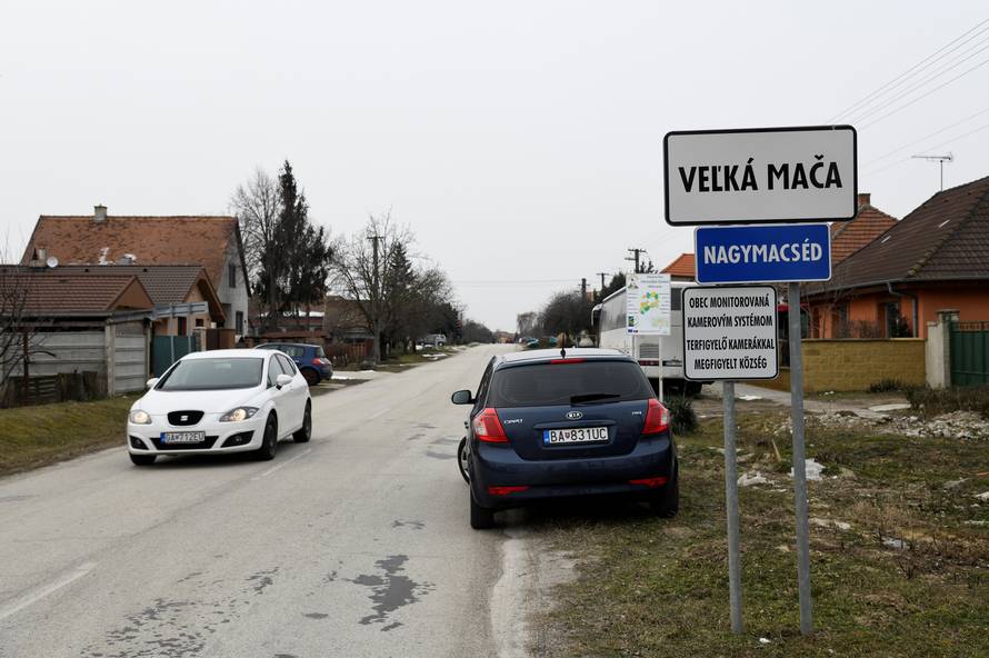 The main road of the village where Slovak investigative journalist Jan Kuciak and his girlfriend Martina Kusnirova lived and were murdered is seen in the village of Velka Maca