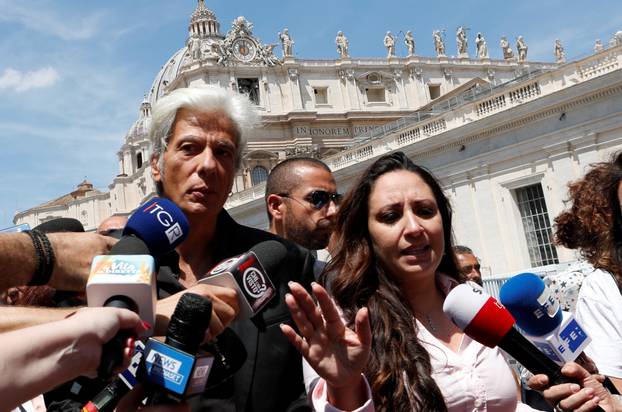 The brother of Emanuela Orlandi, who went missing 36 years ago, Pietro Orlandi, leaves the Vatican after two tombs were opened in a cemetery on its grounds to test the DNA of bones to help solve one of Italy