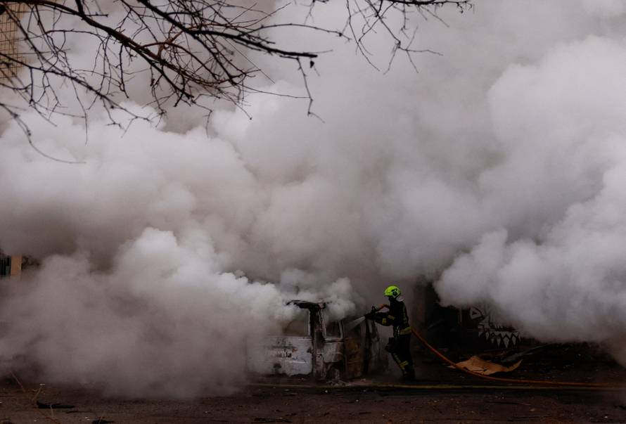 Aftermath of a Russian missile and drone attack, in Kyiv