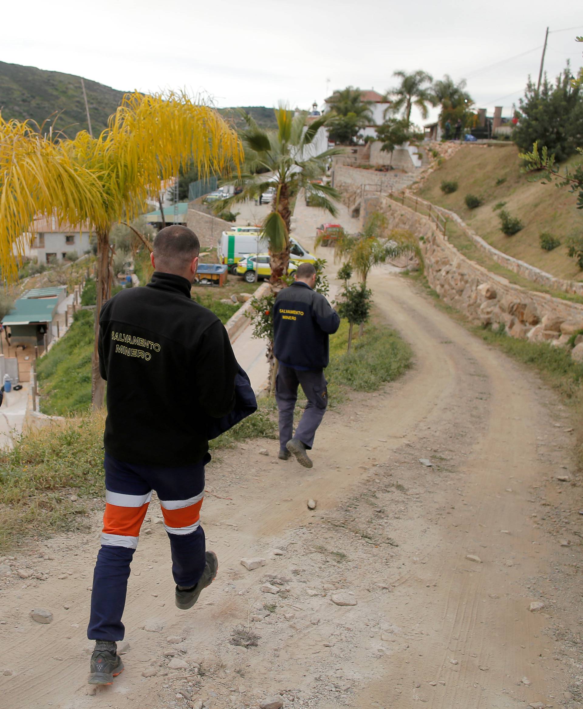 A miner rescue team arrives to the control center at the area where Julen, a Spanish two-year-old boy, fell into a deep well nine days ago when the family was taking a stroll through a private estate, in Totalan
