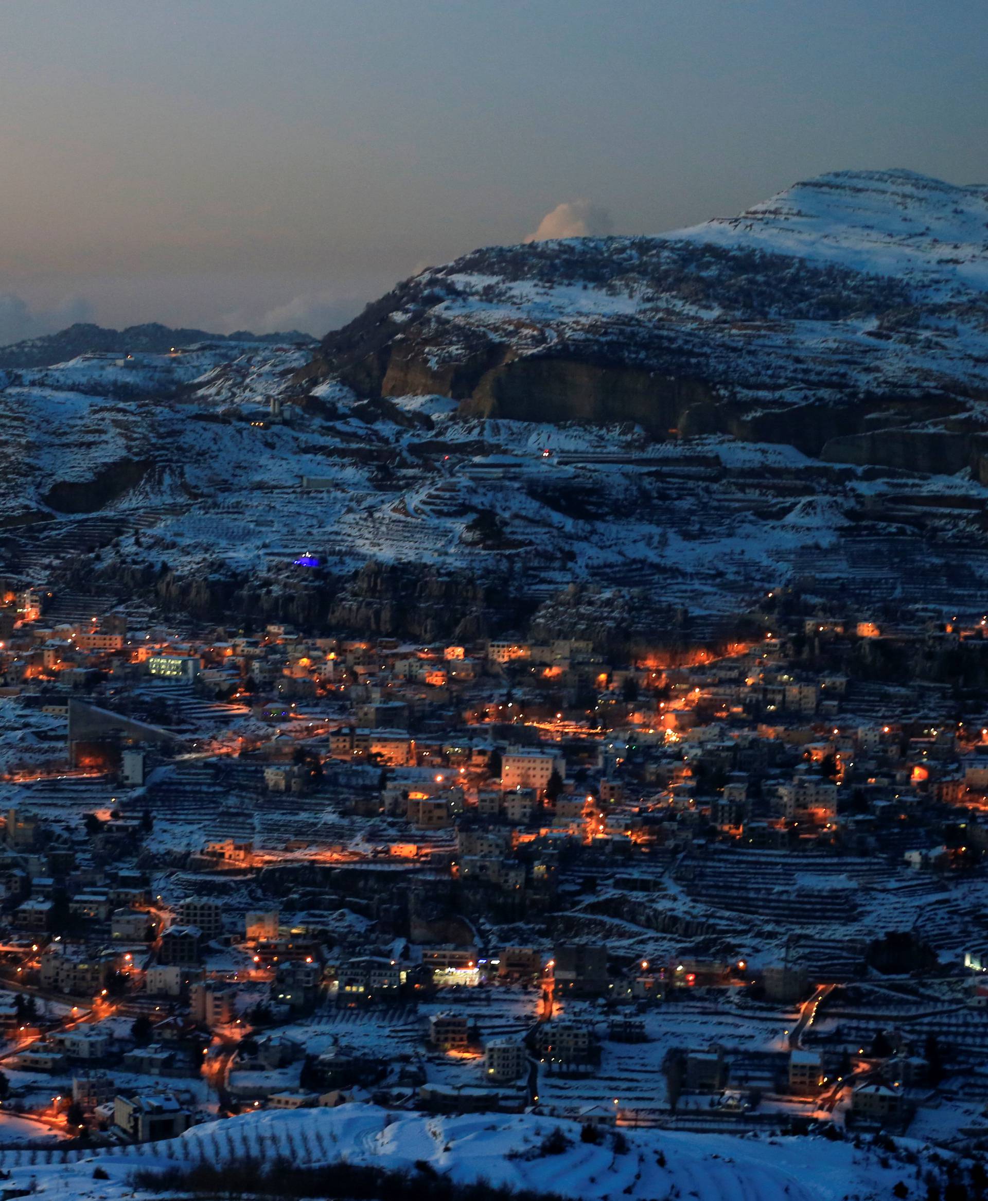 Snow covers Faraya village on Mount Lebanon
