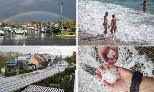 FOTO Ludo vrijeme u Hrvatskoj: Na sjeveru oluja s tučom, jug se kupa, osvanula  je i duga...
