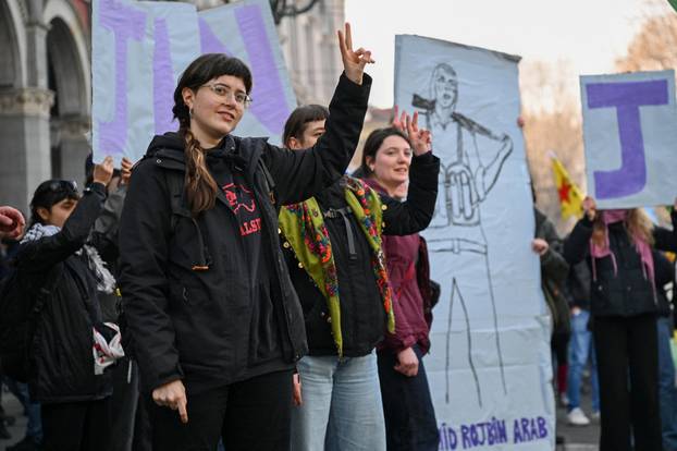 Protest in support of Askatasuna social centre in Turin, Italy