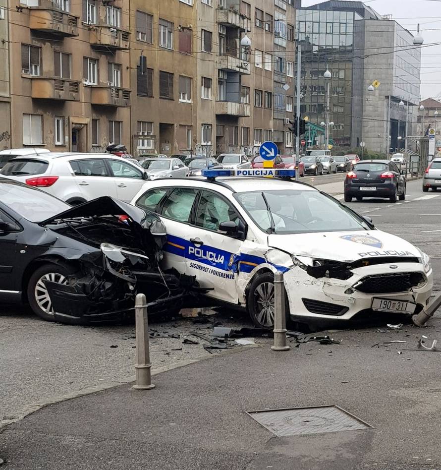 Krš i lom u središtu Zagreba: Sudarili se s policijskim autom
