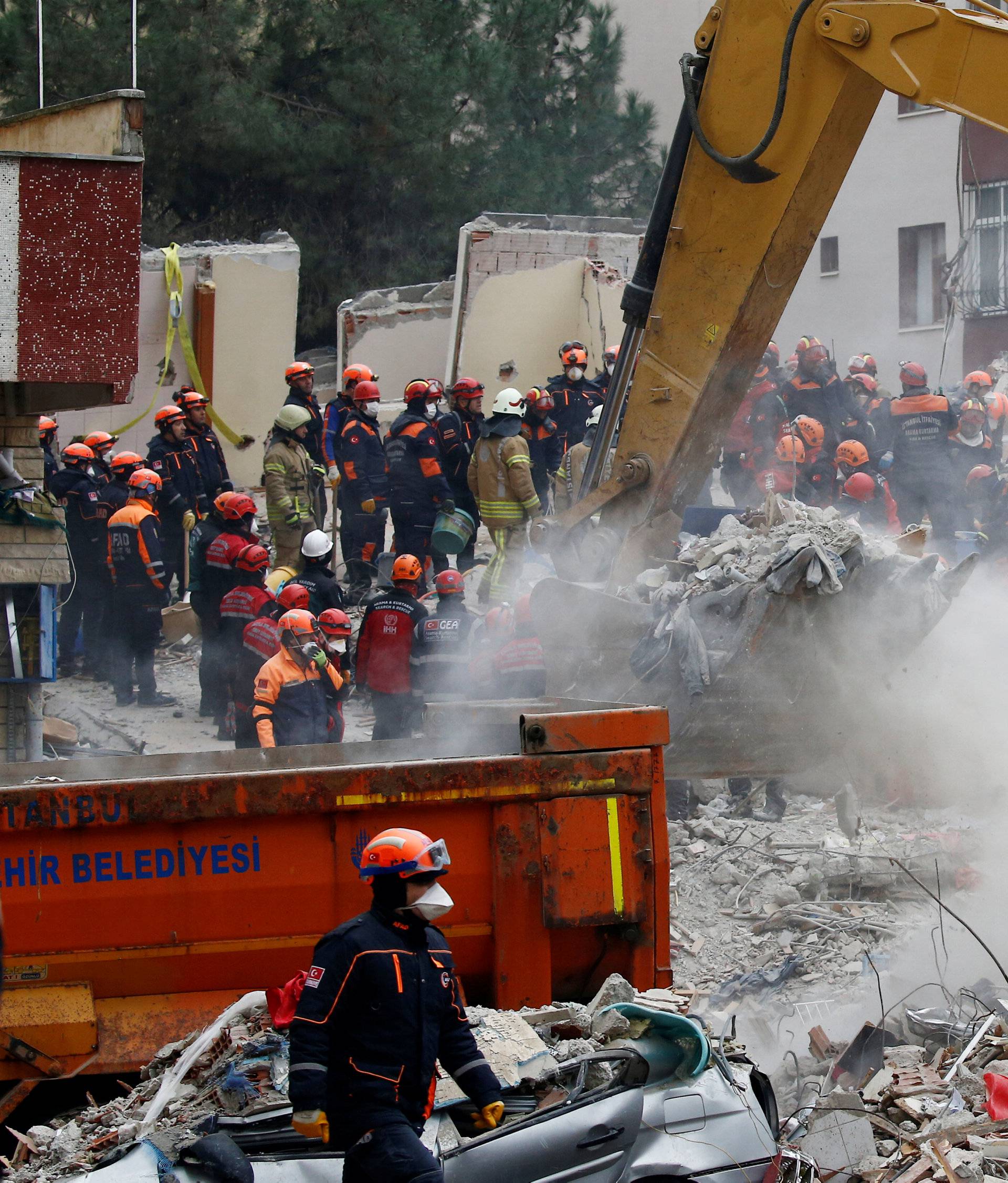 Site of a collapsed residential building in Istanbul