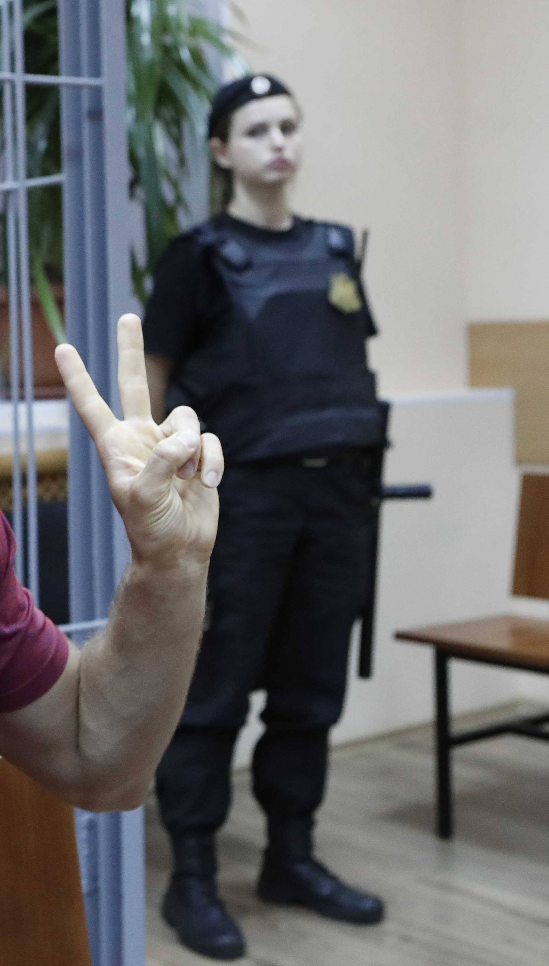 Pyotr Verzilov affiliated to anti-Kremlin punk band Pussy Riot, who ran onto the pitch during the World Cup final, attends a court hearing in Moscow