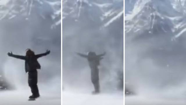 Internetom kruži video mladića koji nestaje u snježnom vrtlogu